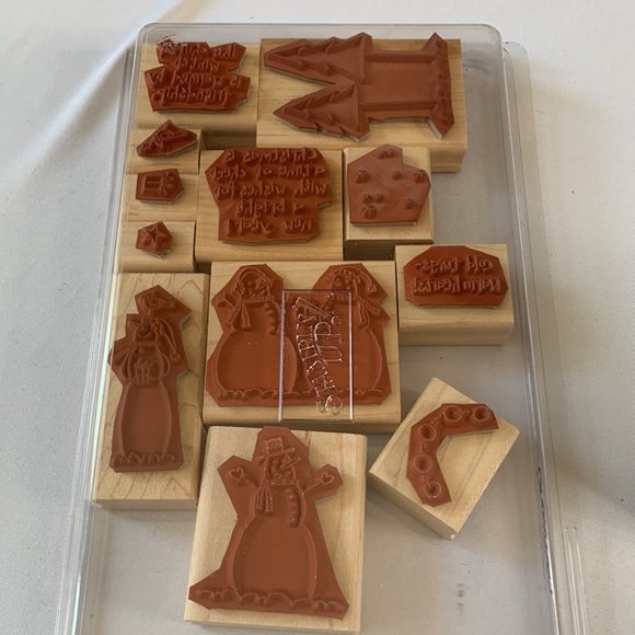 Stampin' Up IT'S SNOW TIME Mounted Wood Stamp Set RETIRED - Picture 2 of 3